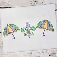 Mardi Gras Umbrella Machine Embroidery Design